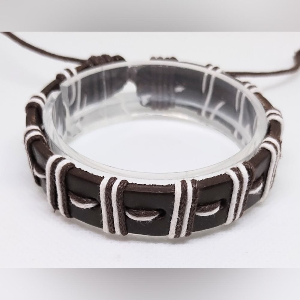 Men's leather bracelet braided brown new e99